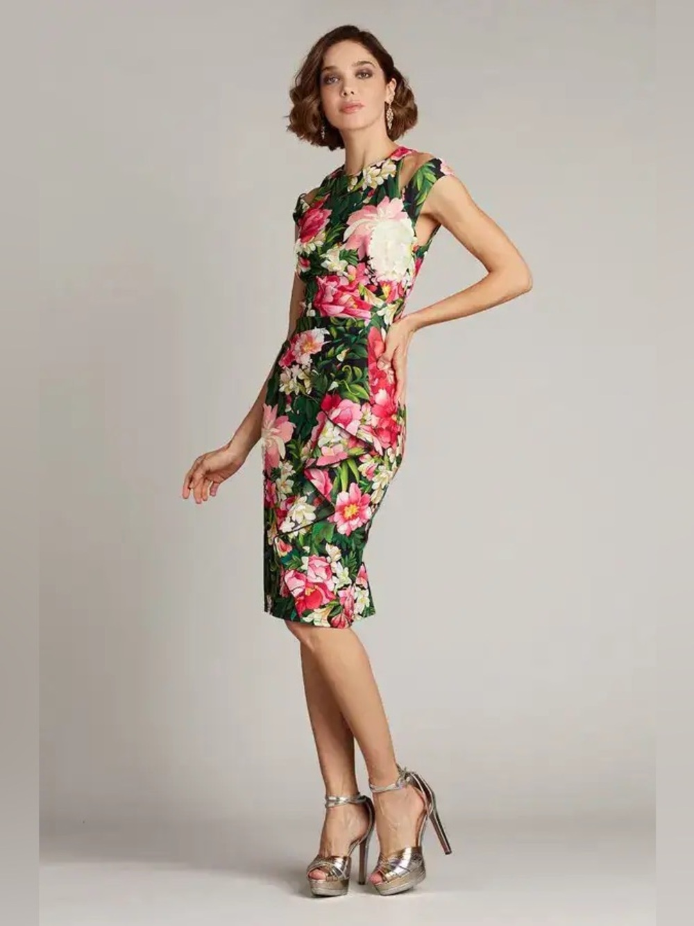 TADASHI SHOJI Floral Shoulder Cut-Out Dress
